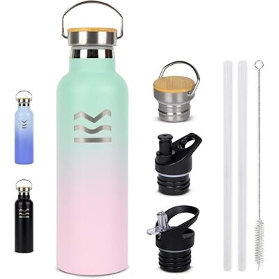 HUIIKE Garrafa de Água de Aço Inoxidável Rosa Garrafa Térmica 750ml com 3 Tampas, Termo para Água Fria 24 Horas e Quente 12 Horas Cantil Térmico sem BPA, com Palhinha, Reutilizável para Ginásio Termo de Agua Fria durante 24 horas y Caliente 12 hora HUIIKE Garrafa de Água de Aço Inoxidável Rosa Garrafa Térmica 750ml com 3 Tampas, Termo para Água Fria 24 Horas e Quente 12 Horas Cantil Térmico sem BPA, com Palhinha, Reutilizável para Ginásio Termo de Agua Fria durante 24 horas y Caliente 12 hora