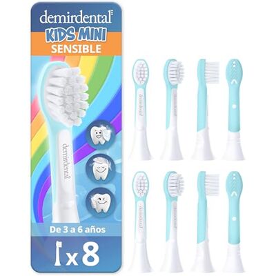 demirdental 8 cabeças infantis para Philips Sonicare Kids Mini 3-6 anos: mini recargas correspondentes a HX6034, extra macias, testadas sem substâncias nocivas, turquesa demirdental 8 cabeças infantis para Philips Sonicare Kids Mini 3-6 anos: mini recargas correspondentes a HX6034, extra macias, testadas sem substâncias nocivas, turquesa