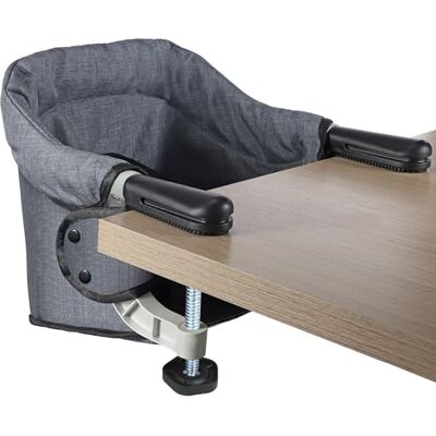 Toogel Cadeira de mesa para bebé, cadeira portátil dobrável com arnês de segurança, assento de gancho infantil com bolsa de transporte para casa e viagens (cinzento) Toogel Cadeira de mesa para bebé, cadeira portátil dobrável com arnês de segurança, assento de gancho infantil com bolsa de transporte para casa e viagens (cinzento)