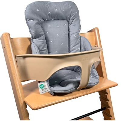 LaLoona baby bedding LaLoona Redutor para cadeira alta bebé Stokke Tripp Trapp, almofada cadeira alta de madeira de algodão, redutor de assento para cadeira evolutiva OEKO-TEX 100, não irrita a pele, lavável cinzento LaLoona baby bedding LaLoona Redutor para cadeira alta bebé Stokke Tripp Trapp, almofada cadeira alta de madeira de algodão, redutor de assento para cadeira evolutiva OEKO-TEX 100, não irrita a pele, lavável cinzento