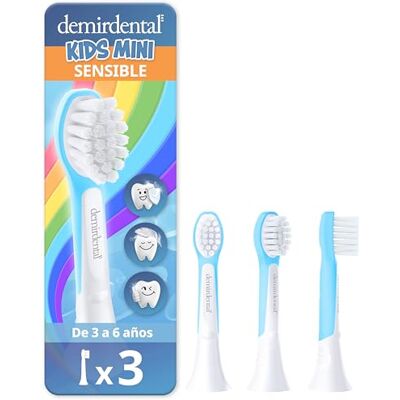 demirdental 3 cabeças infantis para Philips Sonicare Kids Mini 3-6 anos: mini recargas correspondentes a HX6034, extra macias, testadas sem substâncias nocivas, azul claro demirdental 3 cabeças infantis para Philips Sonicare Kids Mini 3-6 anos: mini recargas correspondentes a HX6034, extra macias, testadas sem substâncias nocivas, azul claro