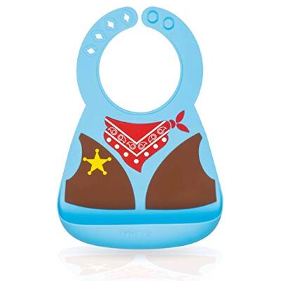 Nuby NVCapacidade: by Babete de silicone com desenhos de cowboy Nuby NVCapacidade: by Babete de silicone com desenhos de cowboy