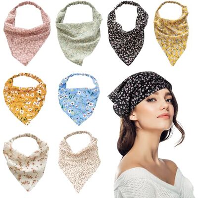 DHSBGWSX 8 peças lenço de flor e triângulo para meninas e mulheres, de verão, toalha de amarrar o cabelo, bandana DHSBGWSX 8 peças lenço de flor e triângulo para meninas e mulheres, de verão, toalha de amarrar o cabelo, bandana