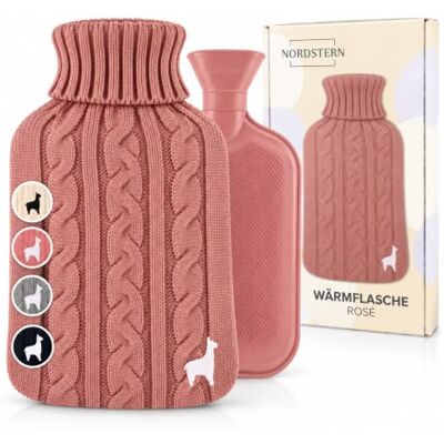 Nordstern Saco de água quente premium com capa de malha macia, garrafa de água quente à prova de fugas para aliviar a dor, garrafa de cama de borracha natural para crianças e adultos, cor rosa Nordstern Saco de água quente premium com capa de malha macia, garrafa de água quente à prova de fugas para aliviar a dor, garrafa de cama de borracha natural para crianças e adultos, cor rosa