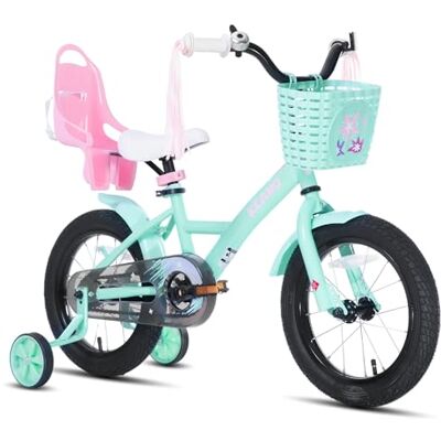 JOYSTAR Bicicleta infantil Zinnia de 14/16/20 polegadas para meninas dos 2 aos 11 anos, bicicleta para menina com rodas estabilizadoras, faixa e serpentinas JOYSTAR Bicicleta infantil Zinnia de 14/16/20 polegadas para meninas dos 2 aos 11 anos, bicicleta para menina com rodas estabilizadoras, faixa e serpentinas