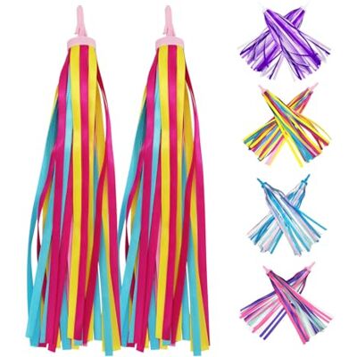 PLATT fitas adesivas para guiador de bicicleta para crianças, serpentinas e borlas para decoração de scooter, apertamentos para meninas, 1 par PLATT fitas adesivas para guiador de bicicleta para crianças, serpentinas e borlas para decoração de scooter, apertamentos para meninas, 1 par