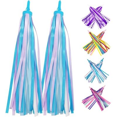 PLATT fitas adesivas para guiador de bicicleta para crianças, serpentinas e borlas para decoração de scooter, apertamentos para meninas, 1 par PLATT fitas adesivas para guiador de bicicleta para crianças, serpentinas e borlas para decoração de scooter, apertamentos para meninas, 1 par