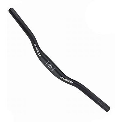 UPANBIKE Guiador para bicicleta de montanha extra longo de 31,8 mm x 440 Liga de alumínio 6061, elevação do guiador de 30 mm, varrimento traseiro de 5°, diâmetro final de 22,2 mm UPANBIKE Guiador para bicicleta de montanha extra longo de 31,8 mm x 440 Liga de alumínio 6061, elevação do guiador de 30 mm, varrimento traseiro de 5°, diâmetro final de 22,2 mm