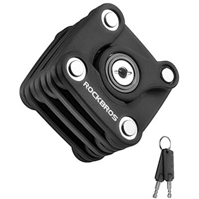 ROCKBROS Cadeado dobrável de bicicleta com chaves 70 cm Anti-roubo, fechadura portátil de segurança com suporte de montagem para MTB bicicleta de estrada, preto ROCKBROS Cadeado dobrável de bicicleta com chaves 70 cm Anti-roubo, fechadura portátil de segurança com suporte de montagem para MTB bicicleta de estrada, preto