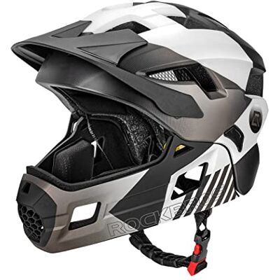 ROCKBROS Capacete integral para crianças, suporte removível, capacete ajustável proteção cabeça para MTB BMX ciclismo ROCKBROS Capacete integral para crianças, suporte removível, capacete ajustável proteção cabeça para MTB BMX ciclismo