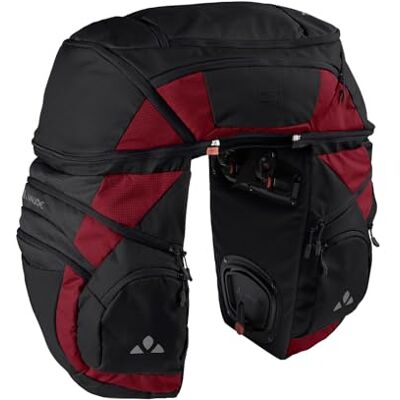 VAUDE Karakorum Pro 68L Tapete de bicicleta (100% impermeável, fixação simples), preto e vermelho VAUDE Karakorum Pro 68L Tapete de bicicleta (100% impermeável, fixação simples), preto e vermelho
