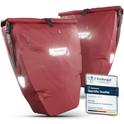 Büchel Tapetes para porta-bagagens, 2 unidades, 25,4 l, 100 % impermeável, com alça e alça de ombro, bolsa para bicicleta, bolsa para porta-bagagens, malas traseiras para bicicleta Büchel Tapetes para porta-bagagens, 2 unidades, 25,4 l, 100 % impermeável, com alça e alça de ombro, bolsa para bicicleta, bolsa para porta-bagagens, malas traseiras para bicicleta
