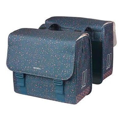 Basil Flair Tapete duplo para bicicleta (35 l, impermeável, poliéster reciclado, compatível com MIK e Racktime), cor azul Basil Flair Tapete duplo para bicicleta (35 l, impermeável, poliéster reciclado, compatível com MIK e Racktime), cor azul