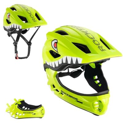 ROCKBROS Capacete integral para crianças, suporte removível, capacete ajustável proteção cabeça para MTB BMX ciclismo ROCKBROS Capacete integral para crianças, suporte removível, capacete ajustável proteção cabeça para MTB BMX ciclismo