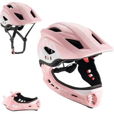 ROCKBROS Capacete integral para crianças, suporte removível, capacete ajustável proteção cabeça para MTB BMX ciclismo ROCKBROS Capacete integral para crianças, suporte removível, capacete ajustável proteção cabeça para MTB BMX ciclismo