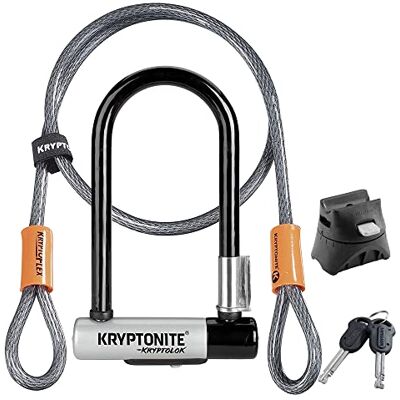 Kryptonite (001973/001683 ANTIRROBO U KRYPTOLOK Mini-7 com Cabo Flex e Suporte FLEXFRAME (82x178) Cadeado, Qualidade, Cinzento Kryptonite (001973/001683 ANTIRROBO U KRYPTOLOK Mini-7 com Cabo Flex e Suporte FLEXFRAME (82x178) Cadeado, Qualidade, Cinzento
