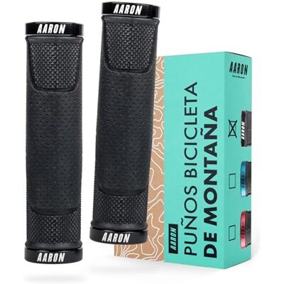 AARON MTB Punhos antiderrapantes de gel design desportivo e elegante com extremidades aparafusáveis e tampões, para bicicletas elétricas, de Trekking, de montanha e pinhão fixo preto AARON MTB Punhos antiderrapantes de gel design desportivo e elegante com extremidades aparafusáveis e tampões, para bicicletas elétricas, de Trekking, de montanha e pinhão fixo preto