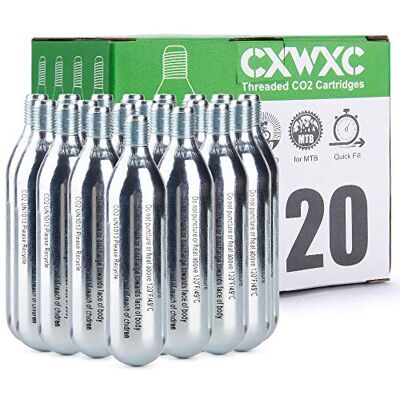 CXWXC Cartuchos de CO2 roscados de 16 g para pneus de bicicleta, cartucho para bomba de CO2 com ligação roscada, bomba de CO2 para bicicletas de estrada e montanha CXWXC Cartuchos de CO2 roscados de 16 g para pneus de bicicleta, cartucho para bomba de CO2 com ligação roscada, bomba de CO2 para bicicletas de estrada e montanha