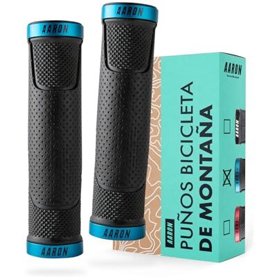 AARON MTB Punhos antiderrapantes de gel design desportivo e elegante com extremidades aparafusáveis e tampões, para bicicletas elétricas, de Trekking, de montanha e pinhão fixo preto AARON MTB Punhos antiderrapantes de gel design desportivo e elegante com extremidades aparafusáveis e tampões, para bicicletas elétricas, de Trekking, de montanha e pinhão fixo preto