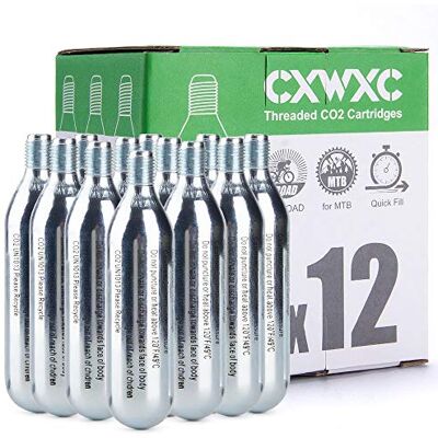 CXWXC Cartuchos de CO2 roscados de 16 g para pneus de bicicleta, cartucho para bomba de CO2 com ligação roscada, bomba de CO2 para bicicletas de estrada e montanha CXWXC Cartuchos de CO2 roscados de 16 g para pneus de bicicleta, cartucho para bomba de CO2 com ligação roscada, bomba de CO2 para bicicletas de estrada e montanha