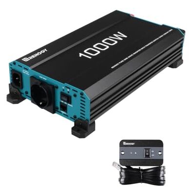 Renogy Inversor 12 v onda pura de 220 V 1000 W/2000 W, conversor DC AC transformador de 12 V a 220 V com controlo remoto, 2 tomadas UE para carros, campismo, caravanas [classe de eficiência energética Renogy Inversor 12 v onda pura de 220 V 1000 W/2000 W, conversor DC AC transformador de 12 V a 220 V com controlo remoto, 2 tomadas UE para carros, campismo, caravanas [classe de eficiência energética