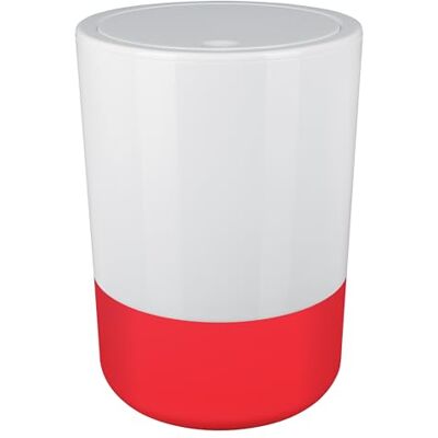 Spirella Design Moji Caixote de lixo com tampa basculante, 5 l, base de silicone, cor branca e vermelha Spirella Design Moji Caixote de lixo com tampa basculante, 5 l, base de silicone, cor branca e vermelha
