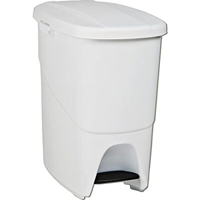 Denox Cubo de reciclagem com pedal branco de 25 l, recipiente de lixo ecológico para cozinha, com separador interno e ganchos laterais, plástico resistente e fácil de limpar, Denox Cubo de reciclagem com pedal branco de 25 l, recipiente de lixo ecológico para cozinha, com separador interno e ganchos laterais, plástico resistente e fácil de limpar,