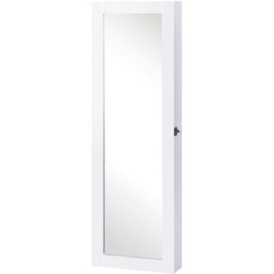 HOMCOM Espejo Joyero Colgante de Pared con Ganchos 37x9,5x112 cm Blanco Armário de jóias, organizador de jóias, ranhuras para colares, quarto, sala de estar HOMCOM Espejo Joyero Colgante de Pared con Ganchos 37x9,5x112 cm Blanco Armário de jóias, organizador de jóias, ranhuras para colares, quarto, sala de estar