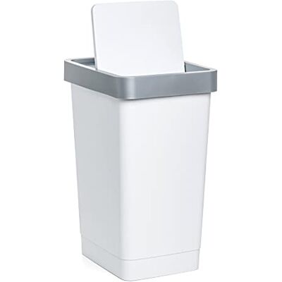 Tatay Cubo de Tapa Basculante Smart, 25L de Capacidad, Polipropileno, Libre de BPA, Bolsa Basura 30L, Color Blanco, Medidas 26 x 34 x 47 cm Tatay Cubo de Tapa Basculante Smart, 25L de Capacidad, Polipropileno, Libre de BPA, Bolsa Basura 30L, Color Blanco, Medidas 26 x 34 x 47 cm