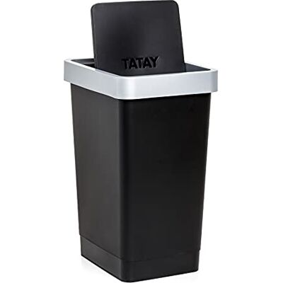 Tatay Cubo de Tapa Basculante Smart, 25L de Capacidad, Polipropileno, Libre de BPA, Bolsa Basura 30L, Color Negro, Medidas 26 x 34 x 47 cm Tatay Cubo de Tapa Basculante Smart, 25L de Capacidad, Polipropileno, Libre de BPA, Bolsa Basura 30L, Color Negro, Medidas 26 x 34 x 47 cm