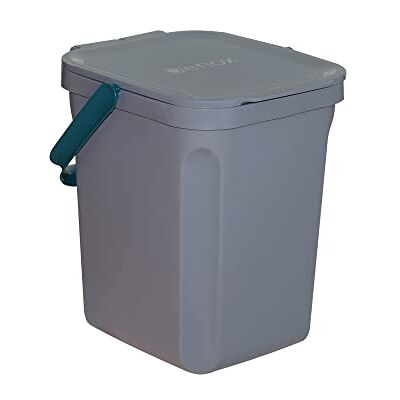 Denox Cubo orgânico cinzento de 10 litros, com tampa, fecho seguro e design redondo para separação de restos Denox Cubo orgânico cinzento de 10 litros, com tampa, fecho seguro e design redondo para separação de restos