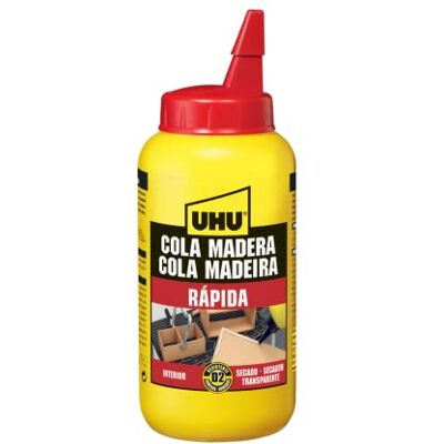 UHU Cola da Madeira Express D2 250 G: Adesivo para madeira em garrafa, transparente, líquido, rápido (4 minutos), resistente à humidade, ideal para interiores UHU Cola da Madeira Express D2 250 G: Adesivo para madeira em garrafa, transparente, líquido, rápido (4 minutos), resistente à humidade, ideal para interiores
