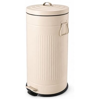 Relaxdays Caixote do lixo retro, 30 l, cozinha, pedal, fecho suave, bege balde interior removível, metal Relaxdays Caixote do lixo retro, 30 l, cozinha, pedal, fecho suave, bege balde interior removível, metal