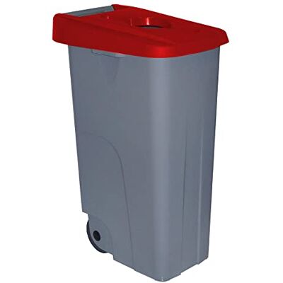 Denox Contentor de Resíduos de Reciclagem 85L Vermelho com Tampa Aberta e Rodas – Plástico Resistente, Encaixável, Pega Ergonómica, Ideal para Reciclagem e Coletividades Denox Contentor de Resíduos de Reciclagem 85L Vermelho com Tampa Aberta e Rodas – Plástico Resistente, Encaixável, Pega Ergonómica, Ideal para Reciclagem e Coletividades