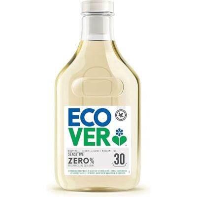 Ecover ZERO Detergente líquido detergente delicado para alérgicos e peles sensíveis do bebé, 30 cargas, 1,5 L Ecover ZERO Detergente líquido detergente delicado para alérgicos e peles sensíveis do bebé, 30 cargas, 1,5 L