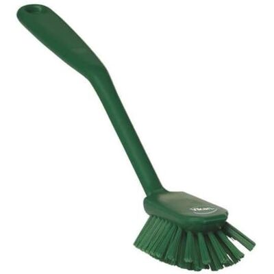 Vikan Higiene Escova para lavar pratos com borda arranhadora fibras médias verde Vikan Higiene Escova para lavar pratos com borda arranhadora fibras médias verde