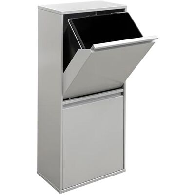 Arregui Basic CR402-B2 Caixote para Lixo e Reciclagem de 2 Compartimentos 2x23 L (46 L) com Cubetas grandes para Envases Caixotes de Lixo de Cozinha Contenedores de Reciclagem cinza Arregui Basic CR402-B2 Caixote para Lixo e Reciclagem de 2 Compartimentos 2x23 L (46 L) com Cubetas grandes para Envases Caixotes de Lixo de Cozinha Contenedores de Reciclagem cinza