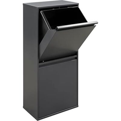 Arregui Basic CR404-B2 Caixote para Lixo e Reciclagem de 2 Compartimentos 2x23 L (46 L) com Cubetas grandes para Envases Cubos de Lixo de Cozinha Contenedores de Reciclagem antracita Arregui Basic CR404-B2 Caixote para Lixo e Reciclagem de 2 Compartimentos 2x23 L (46 L) com Cubetas grandes para Envases Cubos de Lixo de Cozinha Contenedores de Reciclagem antracita