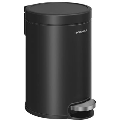 SONGMICS Caixote de Lixo de Casa de Banho, 3 L, Caixote de Aço com Tampa de Fecho Suave, Caixote Interior, para Resíduos, Quarto, Preto Tinta LTB013BZ01 SONGMICS Caixote de Lixo de Casa de Banho, 3 L, Caixote de Aço com Tampa de Fecho Suave, Caixote Interior, para Resíduos, Quarto, Preto Tinta LTB013BZ01