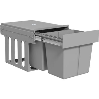 HOMCOM Caixote do lixo baixo lava-louça com 2 baldes 30 l (15 Lx2 Caixotes de lixo, 2 recipientes de reciclagem removíveis, fixação inferior, para reciclagem e resíduos HOMCOM Caixote do lixo baixo lava-louça com 2 baldes 30 l (15 Lx2 Caixotes de lixo, 2 recipientes de reciclagem removíveis, fixação inferior, para reciclagem e resíduos