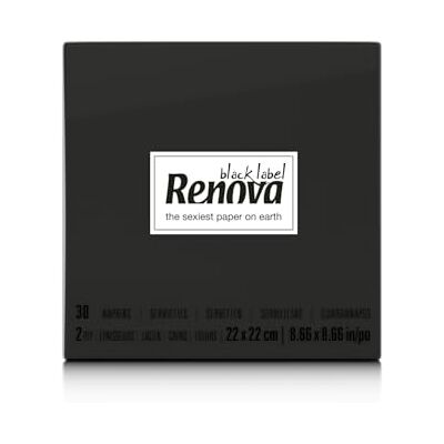 RENOVA Guardanapos de papel Cocktail Preto 30 guardanapos RENOVA Guardanapos de papel Cocktail Preto 30 guardanapos