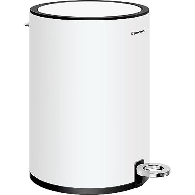 SONGMICS Lixo de casa de banho, 3 litros, com pedal, fecho suave, aço Caixote de lixo, com tampa, balde interior de plástico removível, para escritório, branco-mate, coleção PARRI SONGMICS Lixo de casa de banho, 3 litros, com pedal, fecho suave, aço Caixote de lixo, com tampa, balde interior de plástico removível, para escritório, branco-mate, coleção PARRI