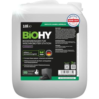 BIOHY Limpador de chão para robot limpeza estação com aroma de primavera (bidão de 10 litros), detergente concentrado para todos os robôs de limpeza e aspiradores com função húmida, braço de BIOHY Limpador de chão para robot limpeza estação com aroma de primavera (bidão de 10 litros), detergente concentrado para todos os robôs de limpeza e aspiradores com função húmida, braço de