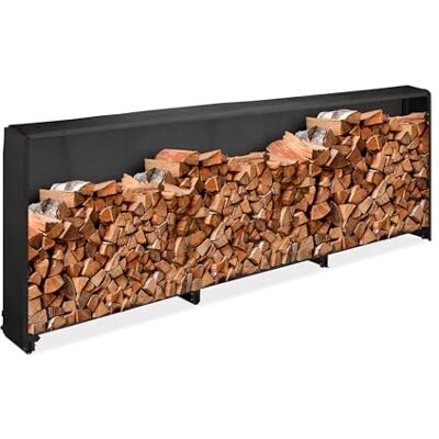Relaxdays Lenço com cobertura, para troncos a partir de 25 cm, de ferro, prateleira para senha, 110 x 322 x 29 cm, preto Relaxdays Lenço com cobertura, para troncos a partir de 25 cm, de ferro, prateleira para senha, 110 x 322 x 29 cm, preto