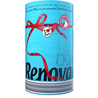 RENOVA Rolos de cozinha Red Label tripla, 1 = 3 rolos, 2 camadas, cor azul RENOVA Rolos de cozinha Red Label tripla, 1 = 3 rolos, 2 camadas, cor azul