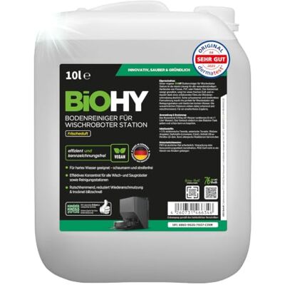 BIOHY Limpador de chão para robô de limpeza com aroma fresco (bidão de 10 litros) detergente concentrado para todos os robôs de limpeza e aspiradores com função húmida braço de espuma e BIOHY Limpador de chão para robô de limpeza com aroma fresco (bidão de 10 litros) detergente concentrado para todos os robôs de limpeza e aspiradores com função húmida braço de espuma e