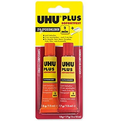 UHU UH 35 ml, borracha (multicolorida, cerâmica, betão, fibra de vidro, vidro, metal, plástico, porcelana, borracha, pedra, madeira, RoHS, REACH, -40 80 °C, 35 ml, 2 peças (P-3G UHU UH 35 ml, borracha (multicolorida, cerâmica, betão, fibra de vidro, vidro, metal, plástico, porcelana, borracha, pedra, madeira, RoHS, REACH, -40 80 °C, 35 ml, 2 peças (P-3G