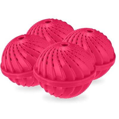 Relaxdays 4 bolas lavandaria ecológica, 1000 programas de lavagem, sem detergentes, para máquina de lavar roupa, peles sensíveis, fúcsia Relaxdays 4 bolas lavandaria ecológica, 1000 programas de lavagem, sem detergentes, para máquina de lavar roupa, peles sensíveis, fúcsia