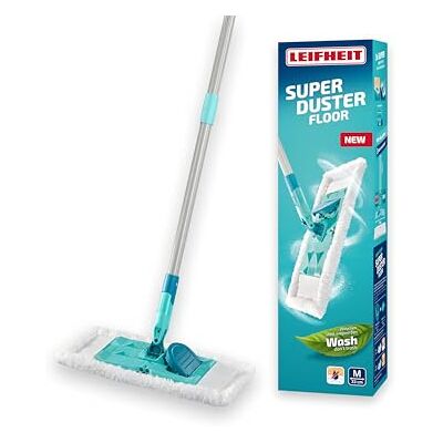 Leifheit Mopa SUPERDUSTER Floor, microfibra lavável 100 vezes Capa envolvente 100% microfibra, 38 cm, cabo 148 cm, rotação 360°, para pó, cabelo e alérgenos em solos rígidos Leifheit Mopa SUPERDUSTER Floor, microfibra lavável 100 vezes Capa envolvente 100% microfibra, 38 cm, cabo 148 cm, rotação 360°, para pó, cabelo e alérgenos em solos rígidos