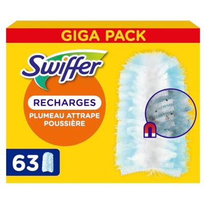 Swiffer Duster Recarga para papo, 63 panos Giga Pack Captura 3 vezes mais pó e pele/cabelo do que a vassoura tradicional, milhares de microfibras, antiodores Swiffer Duster Recarga para papo, 63 panos Giga Pack Captura 3 vezes mais pó e pele/cabelo do que a vassoura tradicional, milhares de microfibras, antiodores